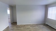 This single-floor space offers a clean, modern aesthetic designed to accommodate a range of functional needs. The interior is finished with neutral light gray walls that create a calm, open ambiance, allowing for easy customization and décor flexibility. Smooth white baseboards provide a crisp contrast against the walls, contributing to a polished, well-maintained appearance throughout.

The flooring is a standout feature, consisting of wood-look planks in a warm, medium-toned finish with subtle grain variation. This durable and attractive flooring choice adds character and warmth to the space while remaining practical for everyday use.

The layout is open and unobstructed, giving the space a generous, airy feel that makes it easy to envision various furniture arrangements or configurations. Recessed lighting is visible, providing even, functional illumination across the interior. The walls are smooth and ready for customization, and the overall condition of the space appears to be excellent — suggesting recent renovation or a well-preserved interior.

The single-floor design ensures convenient, step-free accessibility throughout. With its neutral palette, quality finishes, and versatile open layout, this space presents a move-in ready environment suitable for residential or light professional use.