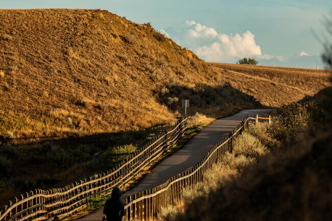 A pedestrian bridge at sunset in Medicine Hat, Alberta.