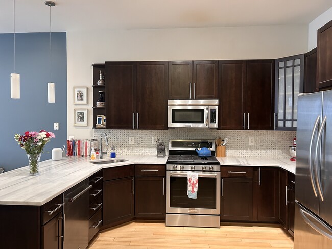 Cocina del chef con electrodomésticos actualizados y encimeras de piedra natural - 1241 Kenyon St NW