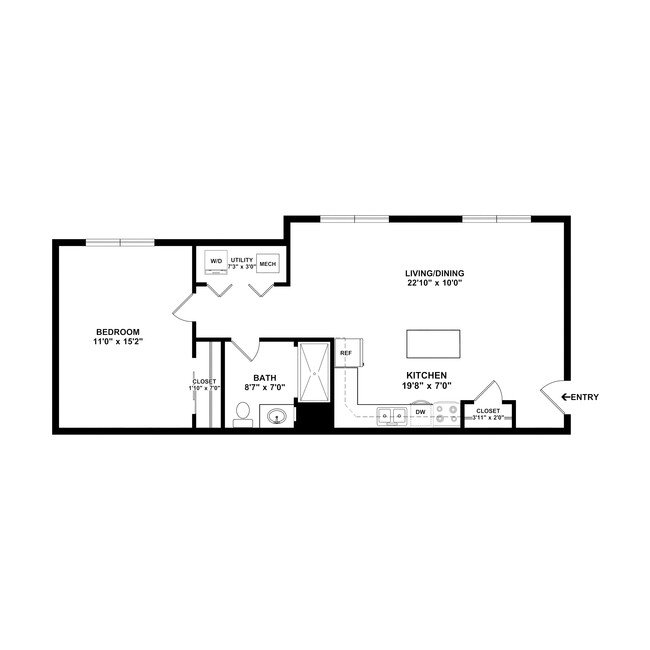 1 Bedroom 684 SqFt_2D - The Grove at Perry