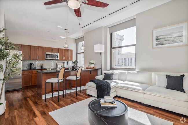 1BR, 1BA - 670SF - I1 - Living Room - The Terminal Tower Residences