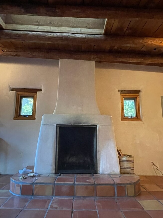 Living room fireplace - 1470B Bishops Lodge Rd