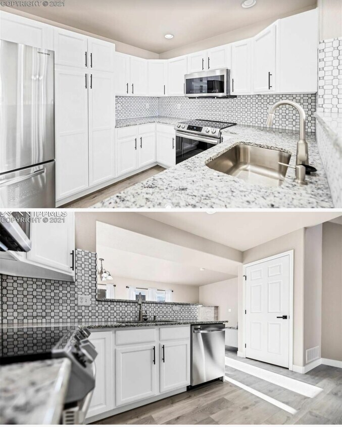 Main level: kitchen with new granite, stainless steel appliances - 5518 Sunshade Pt