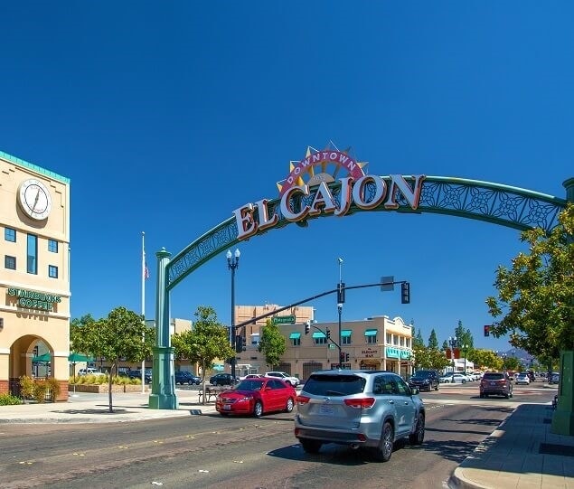 A sign welcomes visitors to Downtown El Cajon