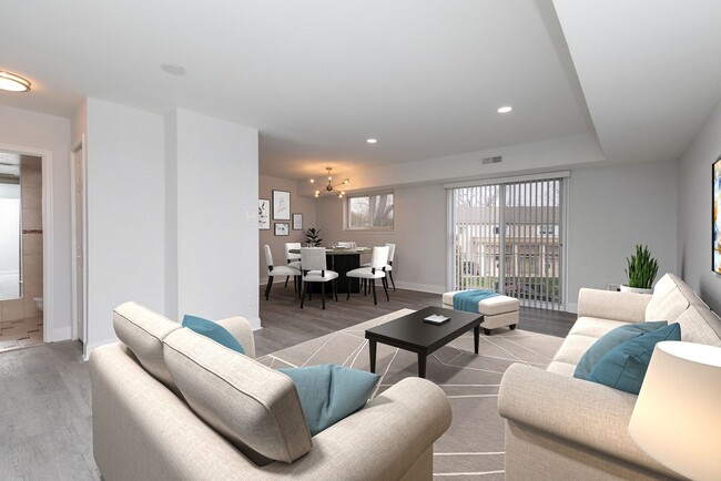 Sala de estar renovada - Hamilton Court East Apartments