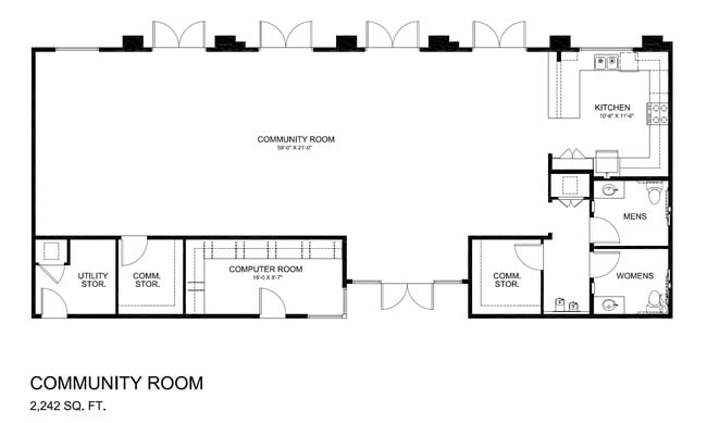 Plano de la sala comunitaria - The Quince Street Senior Apartments
