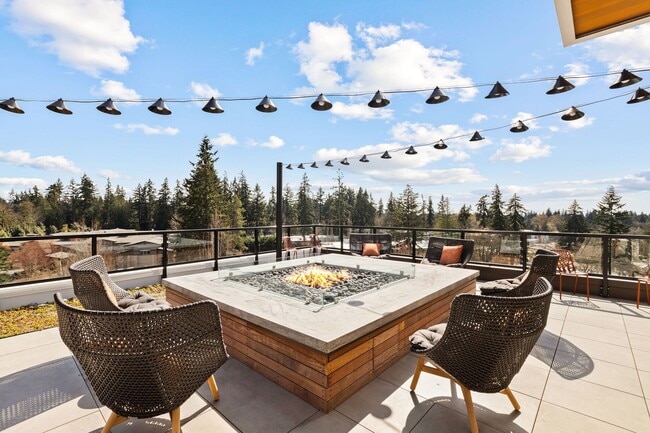 Rooftop deck with fire pits and seating areas - Modera Overlake