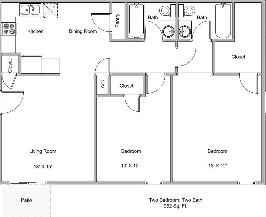 2BR/2BA - Willow Crest Apartments