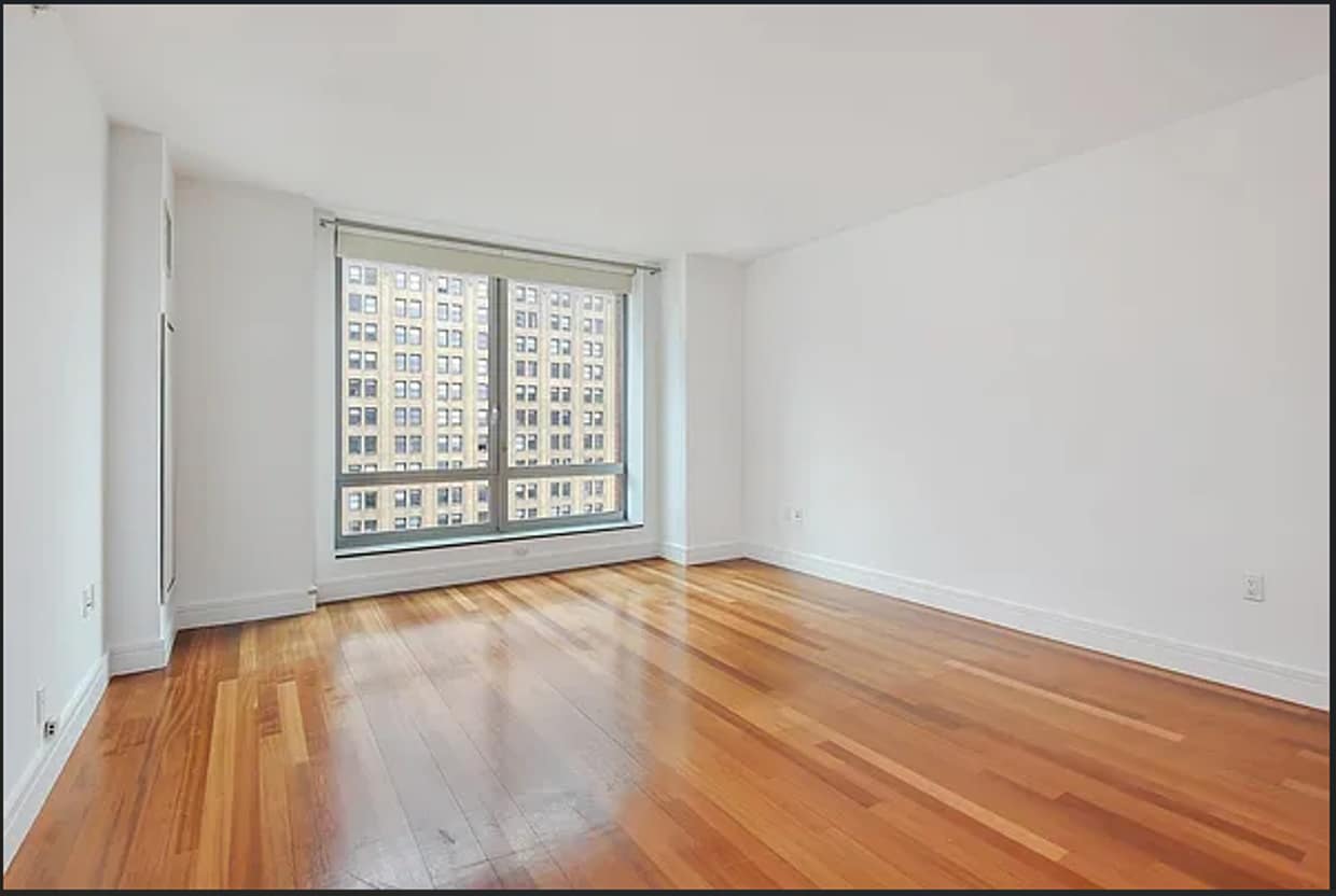 Living room with East open view. Lots of morning sunlight, 9 foot ceilings and great city views. - 30 West St