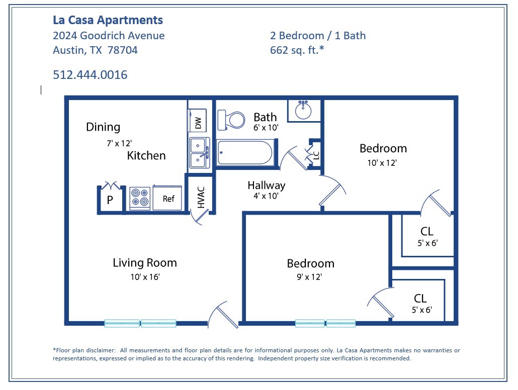 1 Bedroom w/ office or extra bedroom Floorplan - La Casa Apartments