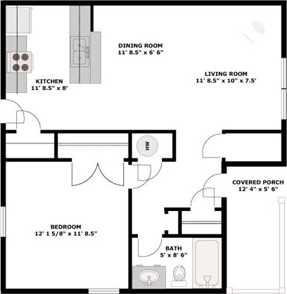 1HAB/1BA - Hanover Village