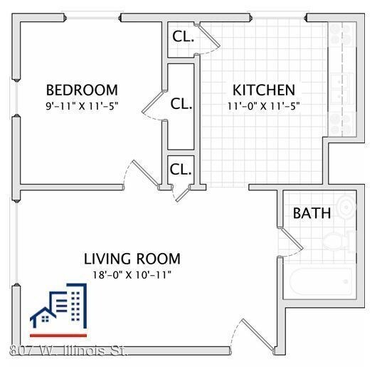 Foto del edificio - 1 br, 1 bath Apartment - 807 W. Illinois St.