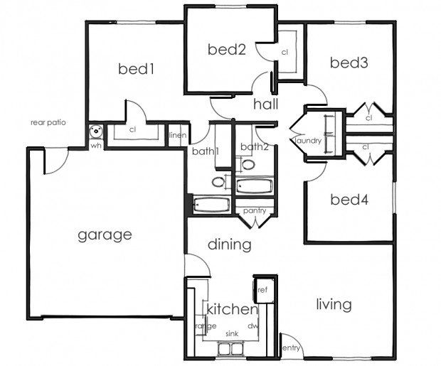 4 Bedroom Floorplan - Apache Junction Townhomes