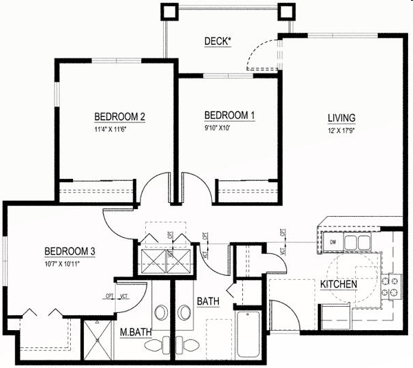 Plano de planta - The Cambridge Apartments