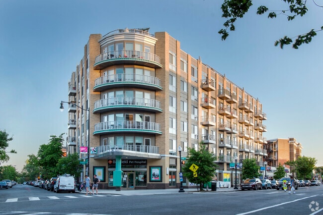 Many apartment buildings in Adams Morgan feature retail on the ground floor.