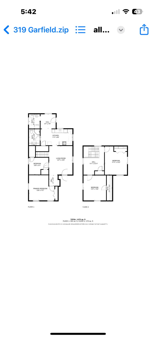 Floor plan. Left is downstairs. Right is upstairs. - 319 Garfield Ave