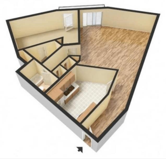 1X1 - 660 Sq. Ft..jpg - Azur Tower