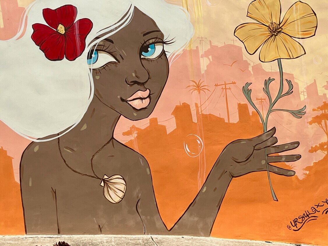 Exterior mural close-up - 95 Gates St