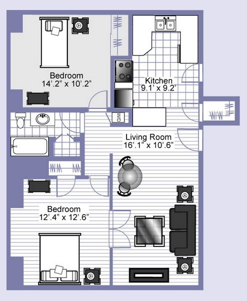 2BR/1BA - Parkdale Apartments
