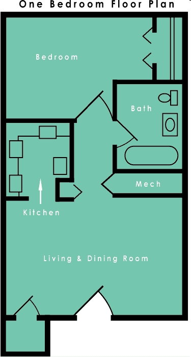 1BR/1BA - Shrewsbury Courtyards I