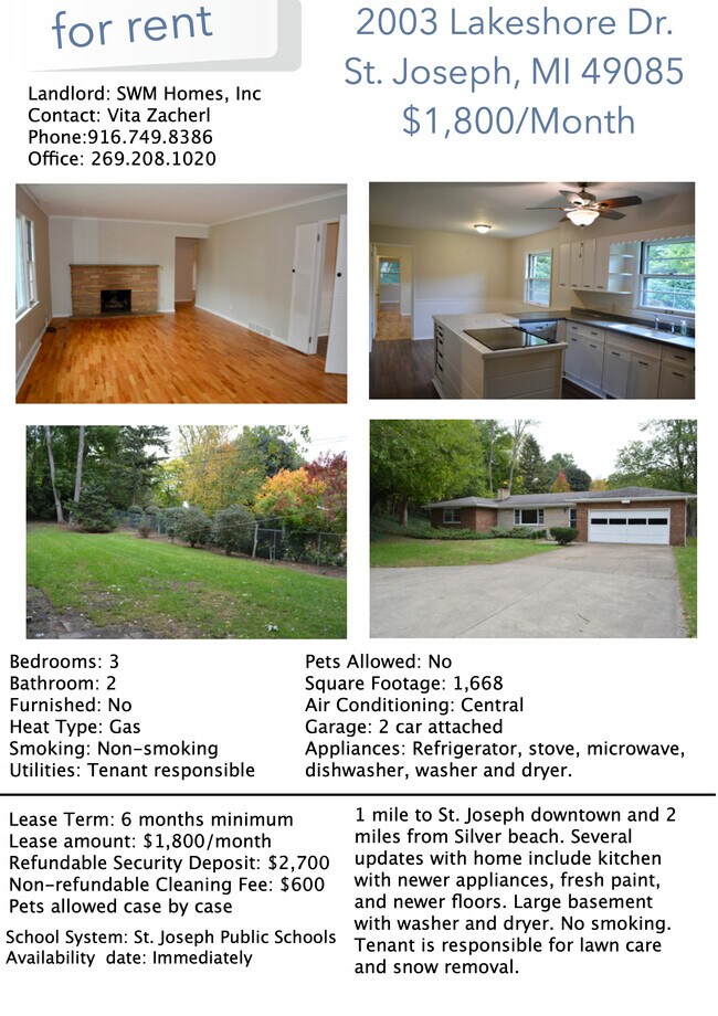 2003 Lakeshore Dr, Saint Joseph, MI 49085 House Rental in Saint