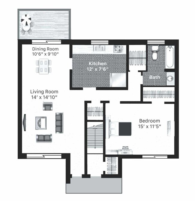 1×1 Primer Piso - Belle Harbour Apartments