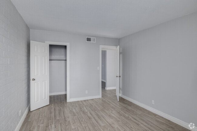 2BR, 1BA - 840SF - Primary Bedroom - Radius Apartments