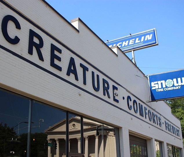 Creature Comforts Brewing Company is located in a historic warehouse downtown