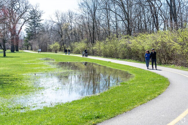 The biking and hiking trail at Linne Woods Forest Preserve is quite popular amongst locals.