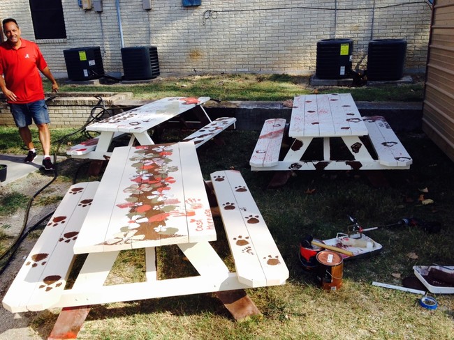 Mesa para pícnic de pintura para los inquilinos de las áreas de barbacoa - Casa Hermosa