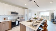 Located at 2929 N Mayfair Rd in Wauwatosa, WI, this thoughtfully designed 2-bedroom, 3-bathroom residence offers a comfortable and modern single-floor layout. The open-concept kitchen is a standout feature, showcasing white shaker upper cabinets paired with warm wood-toned lower cabinetry, a classic subway tile backsplash, and a large center island with a quartz countertop that doubles as a dining and prep area. Stainless steel appliances, including a French door refrigerator and range, complete the well-appointed kitchen. The living room is bright and airy, bathed in natural light from large sliding glass doors that open onto a private balcony with open green views — an inviting extension of the interior living space. Light hardwood-style flooring flows throughout, tying the spaces together seamlessly. The spacious primary bedroom features a dedicated bathroom with a glass-enclosed walk-in shower, while the second bedroom is bright and comfortable with natural light from a window. A third full bathroom with a tub-shower combination serves additional residents and guests. The unit also includes a dedicated laundry area and utility room for added convenience, along with two closets and a hallway that contribute to an efficient and organized floor plan.
