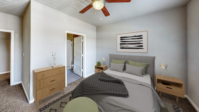 Primary Bedroom with Ensuite Bathroom - The Shores Apartments