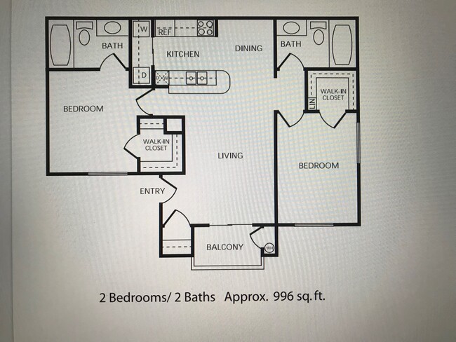 Two bedroom layout - 3440 Lindell Rd