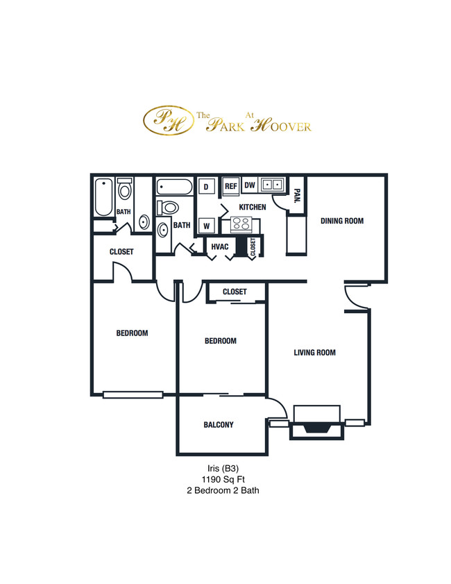 Iris (B3) 1190-1190 ft² - Park at Hoover