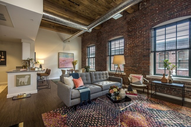 Living Room With High Ceilings - Loft Two Seven