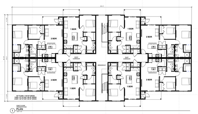 Plano de planta del edificio - Bluff Crossing Apartments