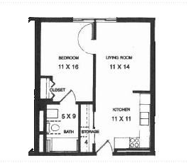 1HAB/1BA - Cumberland View Towers