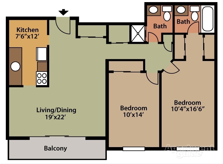 Portage Towers Apartments – 2 Bed 2 Bath Flat