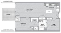 1 Bed 1 Bath Den-A23.1-T