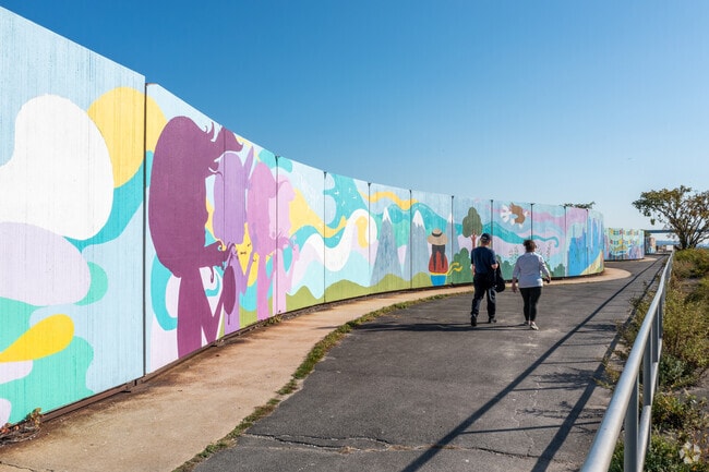 The Sleepy Hollow Riverfront Community Mural is a popular destination among Tarrytown visitors.