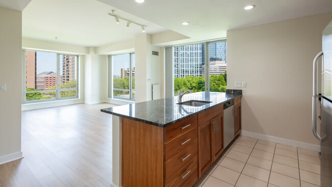 Kitchen with Stainless Steel Appliances - The West End Apartments