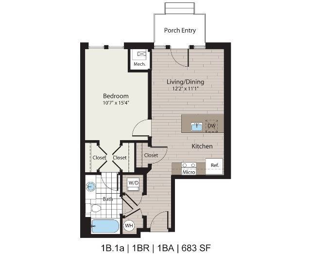 1B.1a 1BD/1BA 683 SF - ICON Residences at The Rotunda Apartments