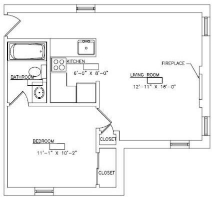 1BR/1BA - College Arms