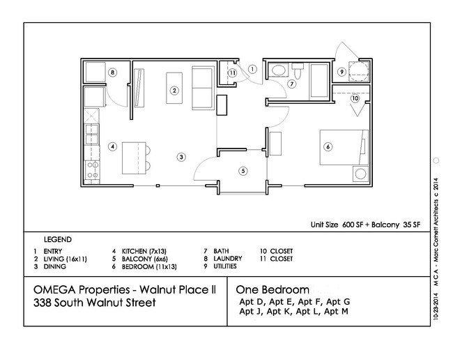 Plano de planta - Walnut Place Apartments