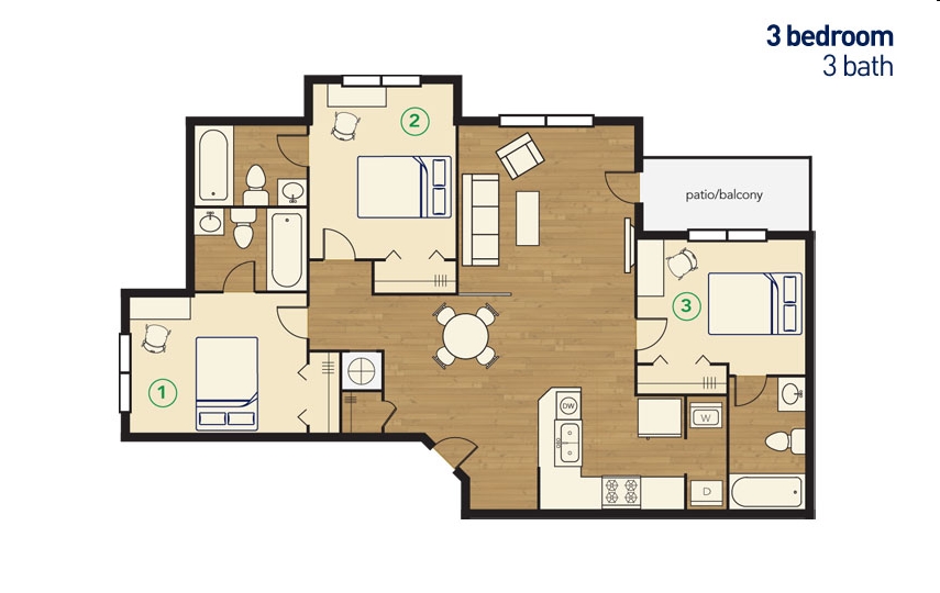 3BR/3BA - River Club Apartments