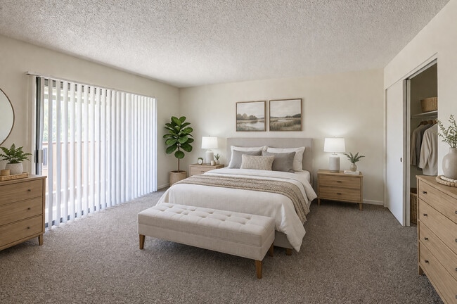 Dormitorio acondicionado de 1x1,5 - Tamarus Park Apartments