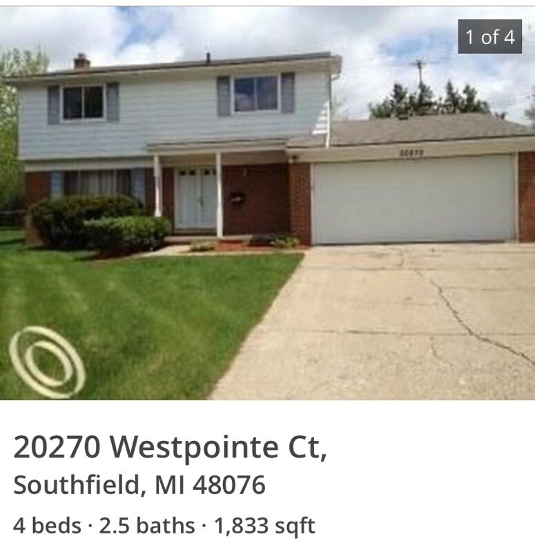 20270 Westpointe Ct, Southfield, MI 48076 House Rental in Southfield