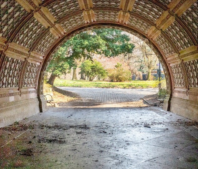 A historic archway in Prospect Park