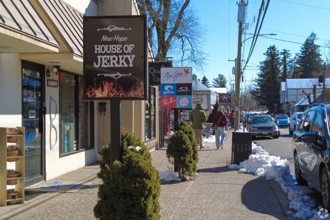 New Hope features a variety of shops along wide sidewalks.