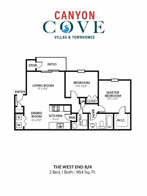Canyon Cove Villas and Townhomes – West End 2 Bedroom 1 Bath